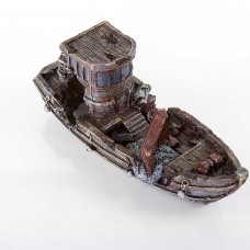 BioBubble Decorative Sunken Fishing Net Boat 8.75" x 3" x 4" - BIO-60128400