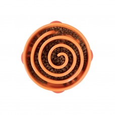Outward Hound Fun Feeder Slo-Bowl Swirl Small Orange 9.5" x 8" x 2.5"